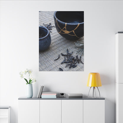 Kintsugi Tea Ceremony in Overcast | Gold Vein Canvas Art