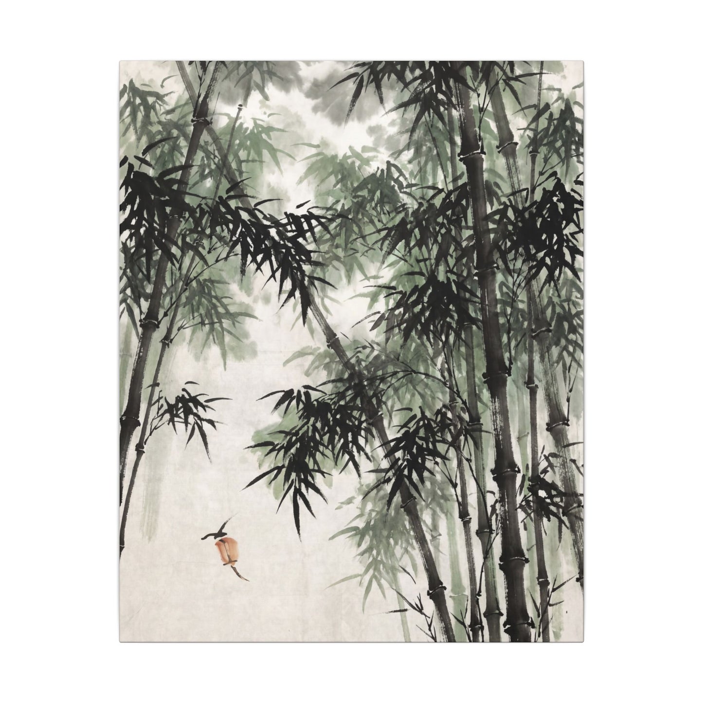Zen Bamboo Grove in Overcast | Sumi E Canvas Art