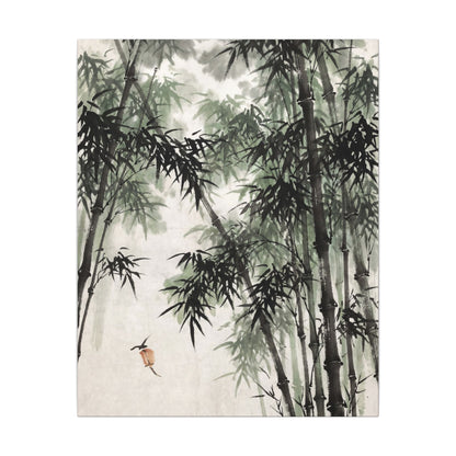 Zen Bamboo Grove in Overcast | Sumi E Canvas Art