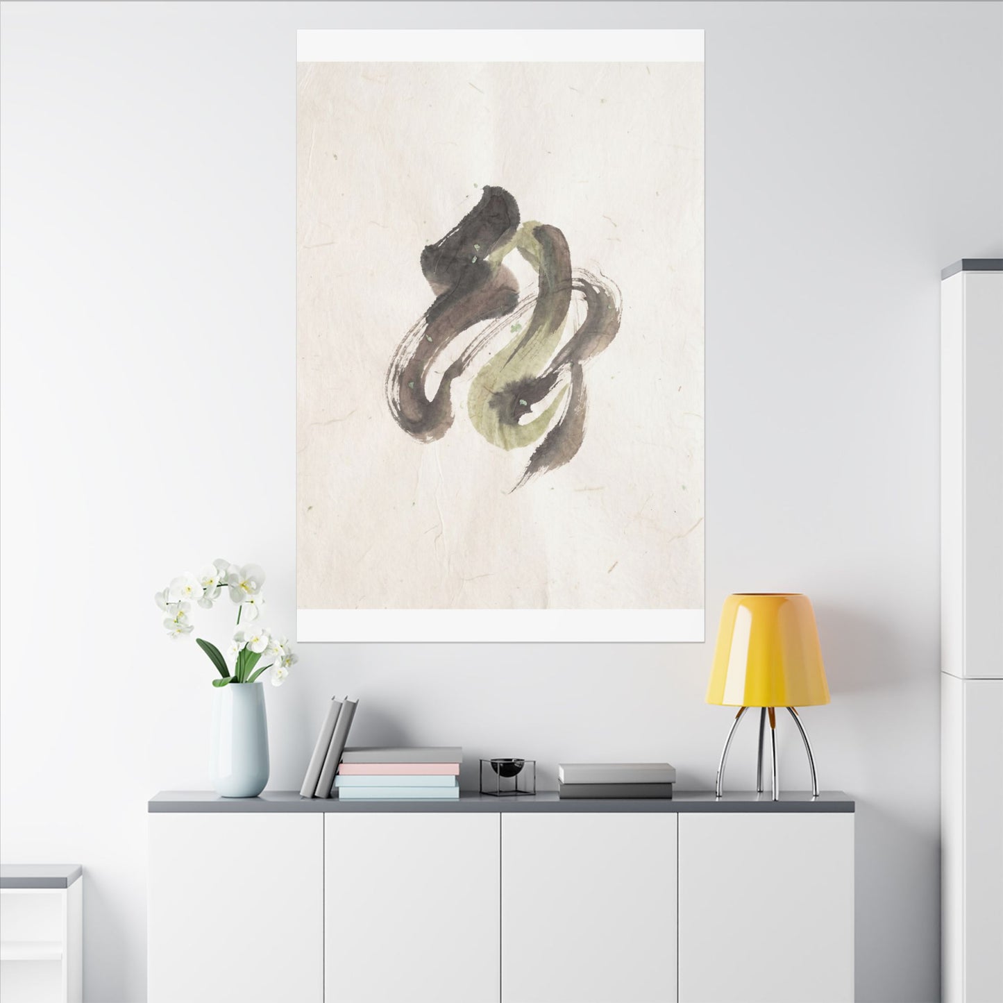 Ink Brushstroke Canvas Art | Spring Japandi Japanese Pattern Art
