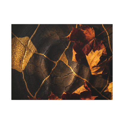 Resilient Shadow Play Canvas Art - Crackle Gold Kintsugi