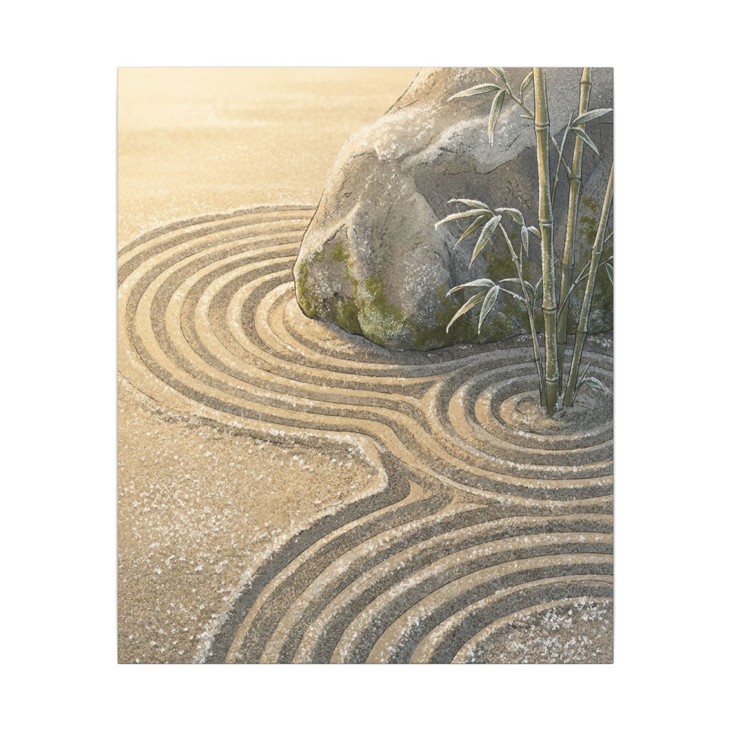 Rock Garden Winter Canvas Art | Zen Peaceful Design