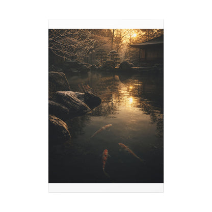 Winter Koi Pond Shadow Zen Canvas Art | Bold Decor
