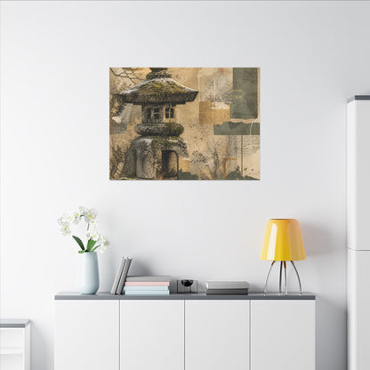 Elegant Stone Lantern Canvas Art - Texture Japandi