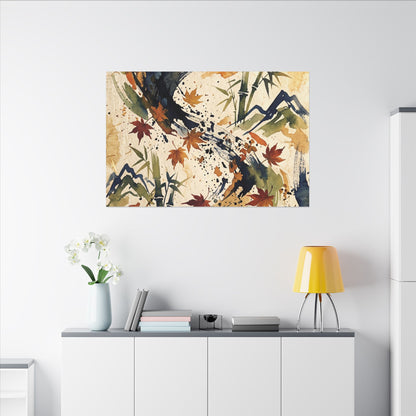 Golden Hour Ink Brushstroke Canvas Art - Zen Shibui