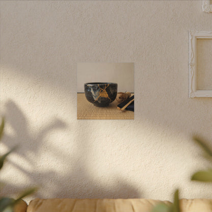 Kanso Tea Ceremony Canvas Art - Kintsugi Gold Vein