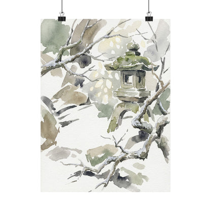 Dappled Stone Lantern Wall Art Print - Japandi Ma Art Print