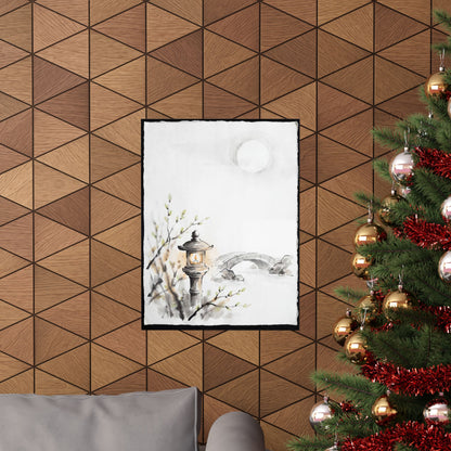 Spring Moonlit Garden Sumi E Wall Art Print | Calm Decor