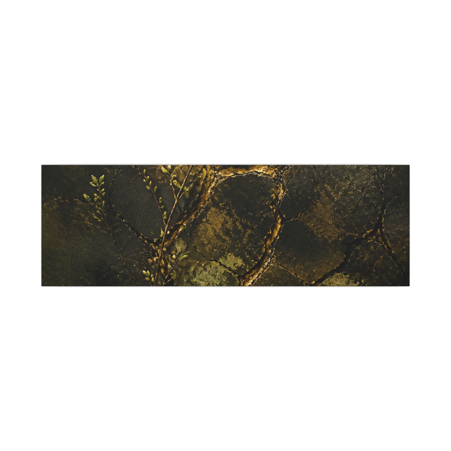 Shibui Cracked Earth Canvas Art - Dark Japandi Dark Texture