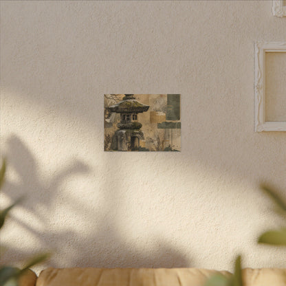 Elegant Stone Lantern Canvas Art - Texture Japandi