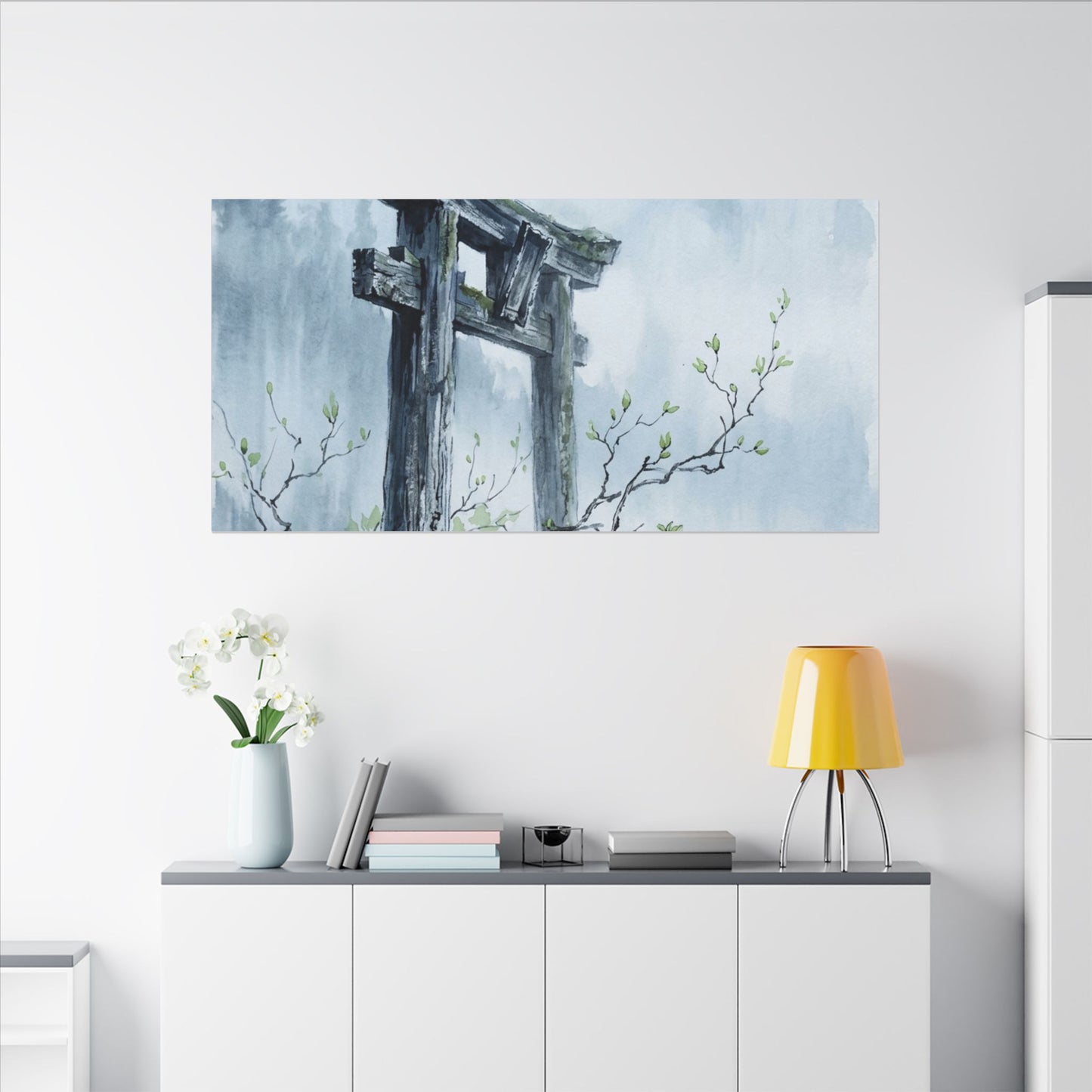 Torii Gate Canvas Art | Spring Zen Sumi E Art