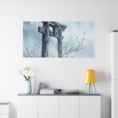 Torii Gate Canvas Art | Spring Zen Sumi E Art