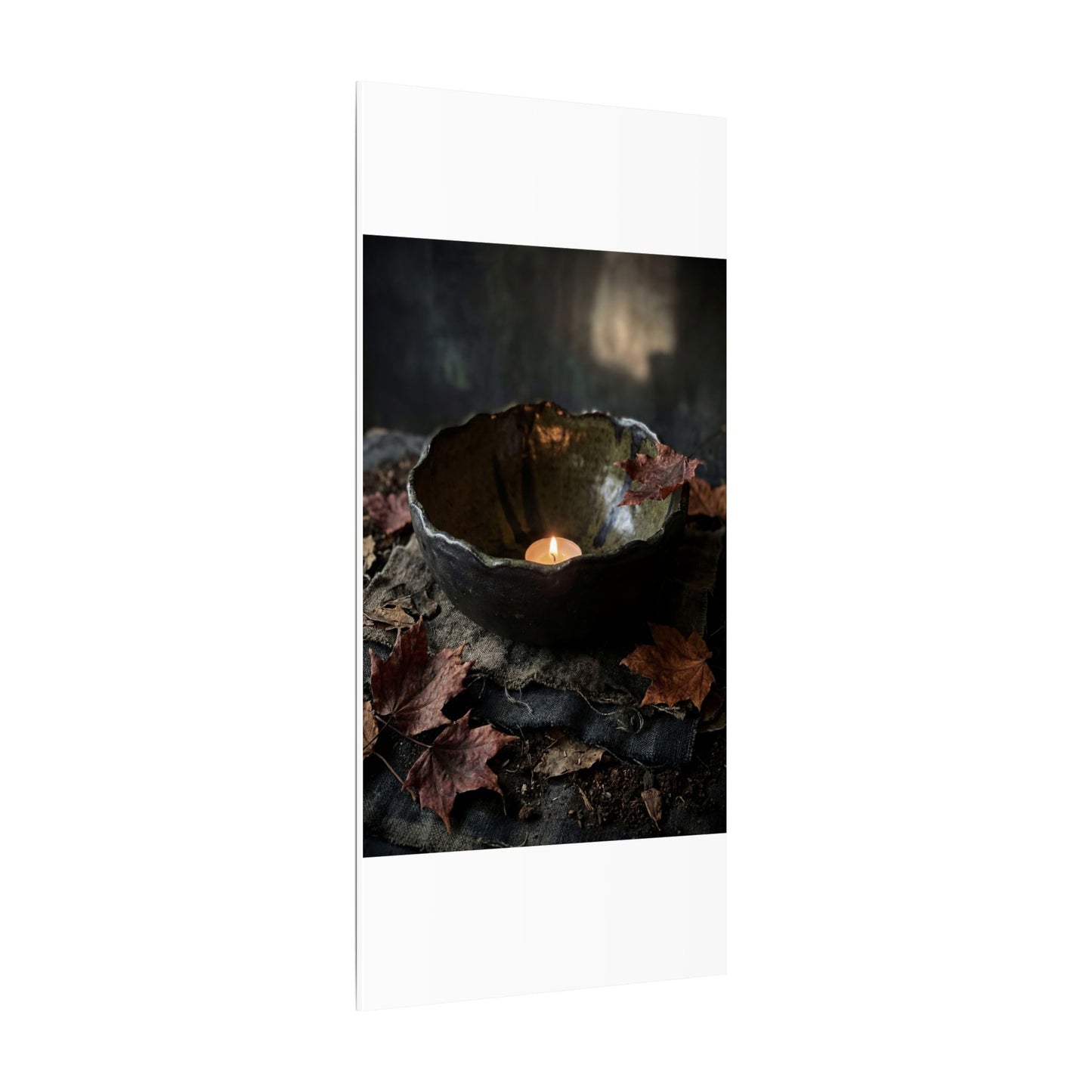 Candlelight Ceramic Bowl Canvas Art - Dark Japandi Kanso