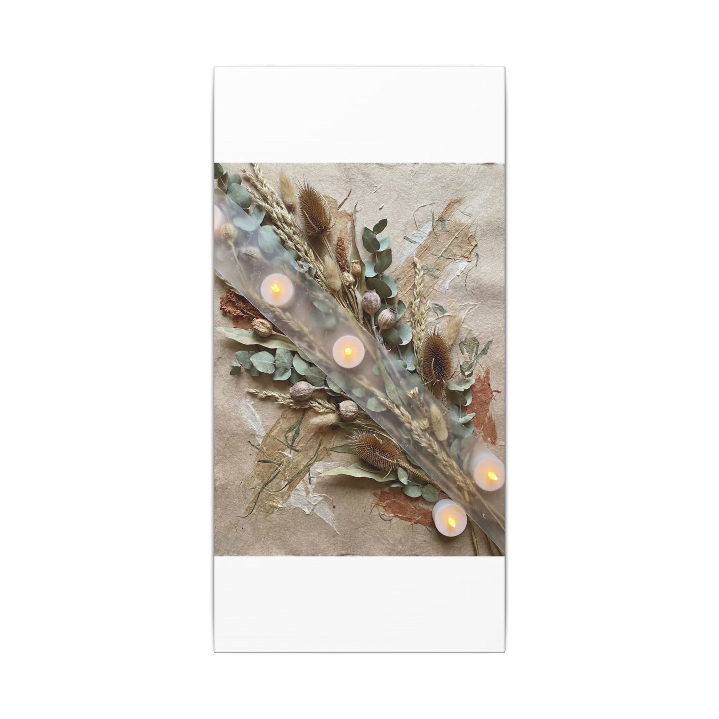 Candlelight Dried Flowers Canvas Art - Japandi Kanso