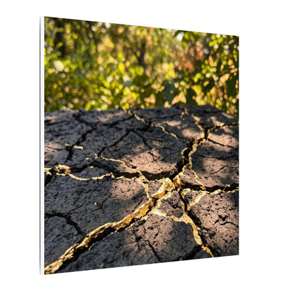 Shibui Cracked Earth Canvas Art - Kintsugi Gold Repair