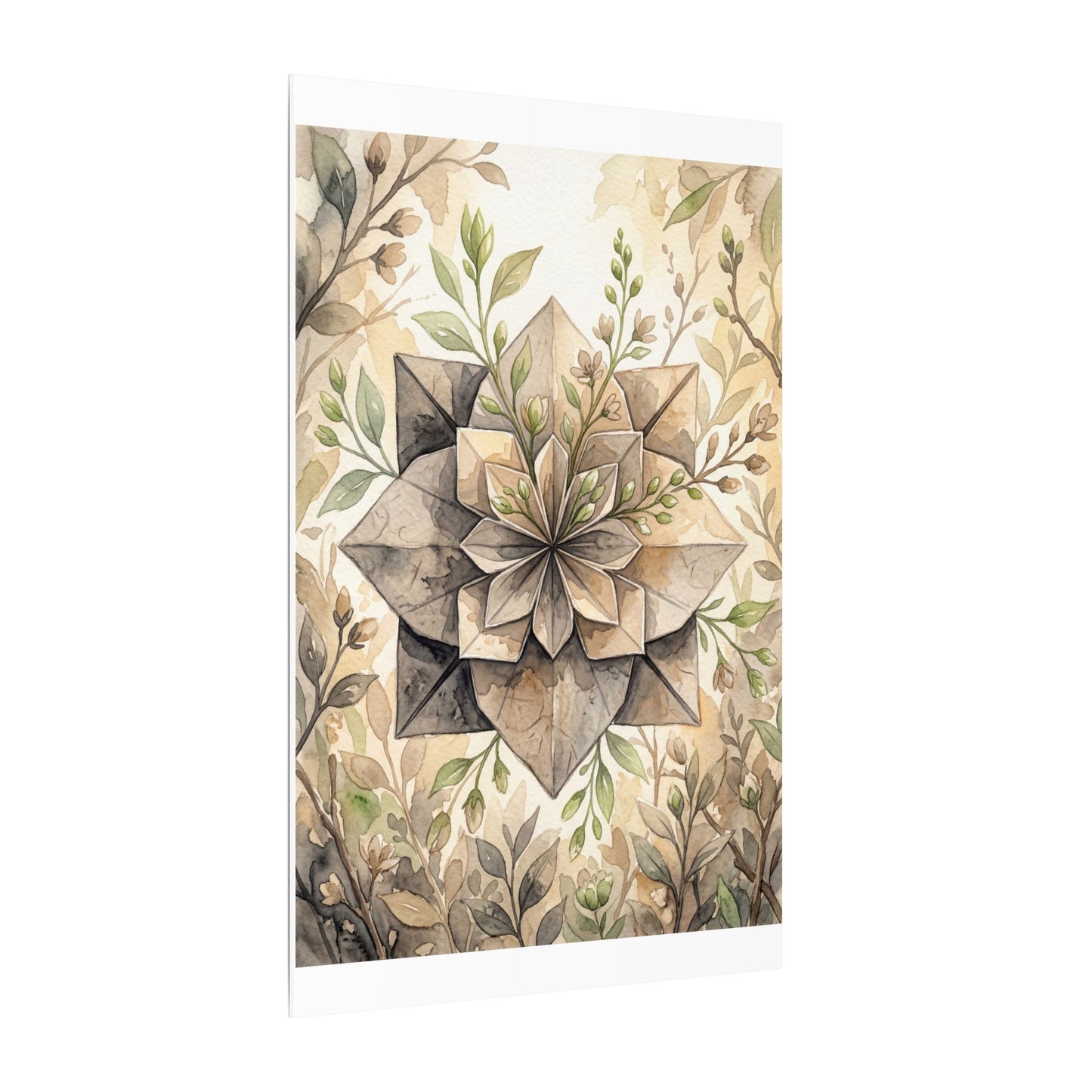 Warm Paper Fold Canvas Art - Watercolor Japandi