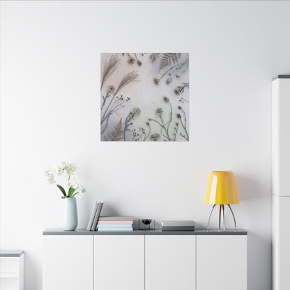 Dried Flowers Japanese Pattern Canvas Art | Elegant Japandi Art