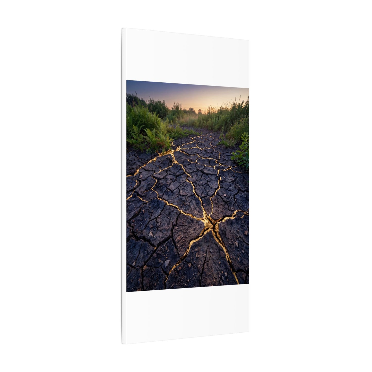 Cracked Earth Canvas Art | Summer Kintsugi Crackle Gold Art