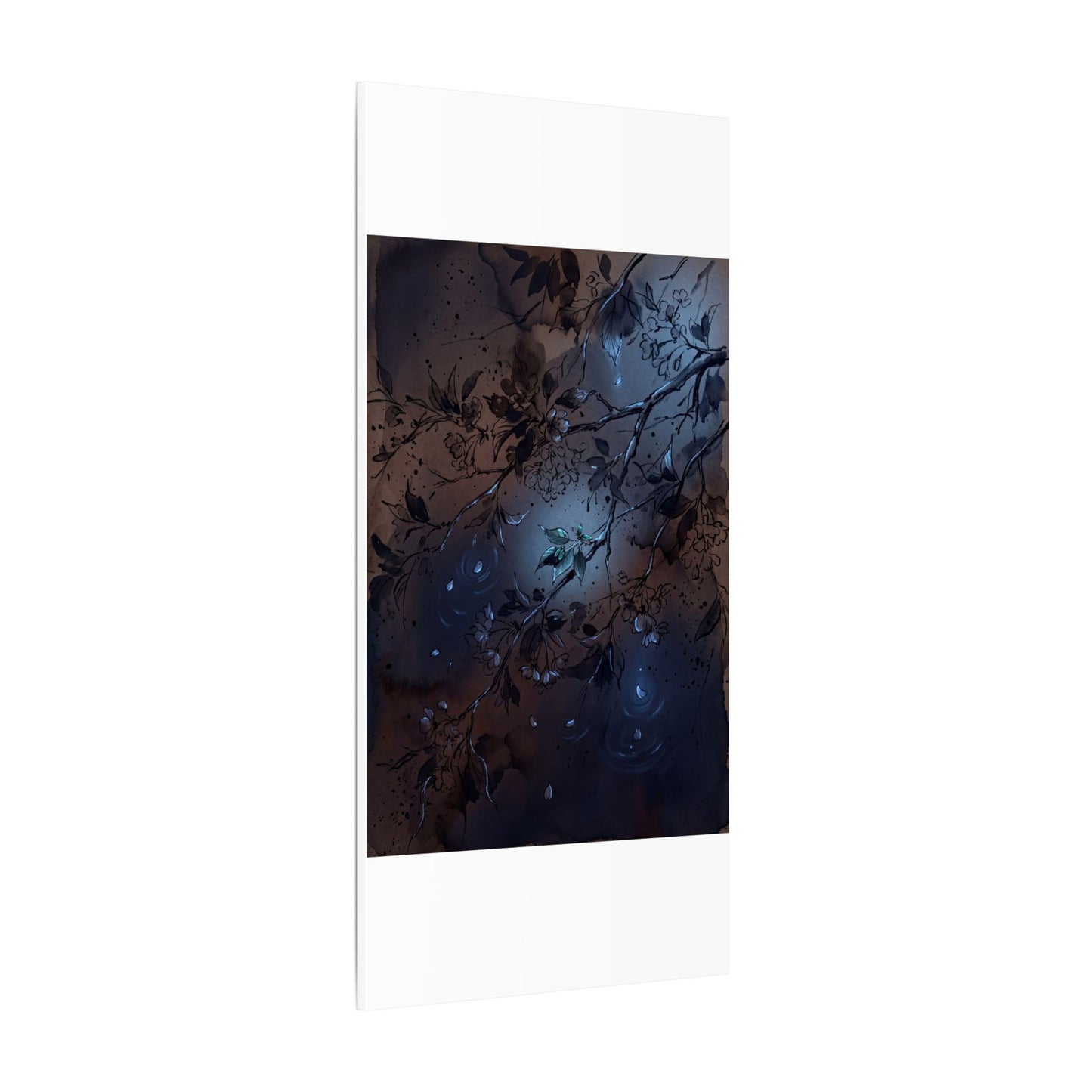 Bold Cherry Blossom Canvas Art - Charcoal Ink Dark Japandi