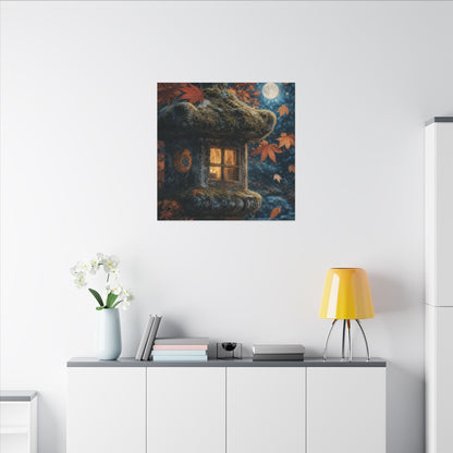 Autumn Stone Lantern Forest Whimsy Canvas Art | Earthy Decor