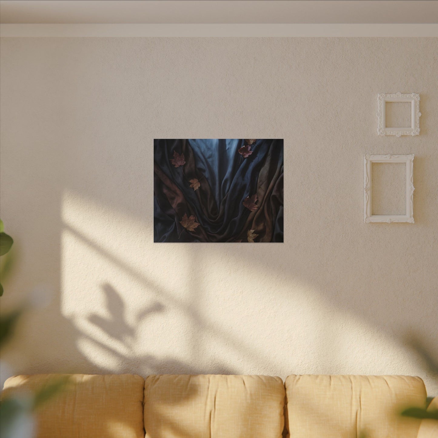 Silk Drape Canvas Art | Autumn Dark Japandi Moody Minimal Art