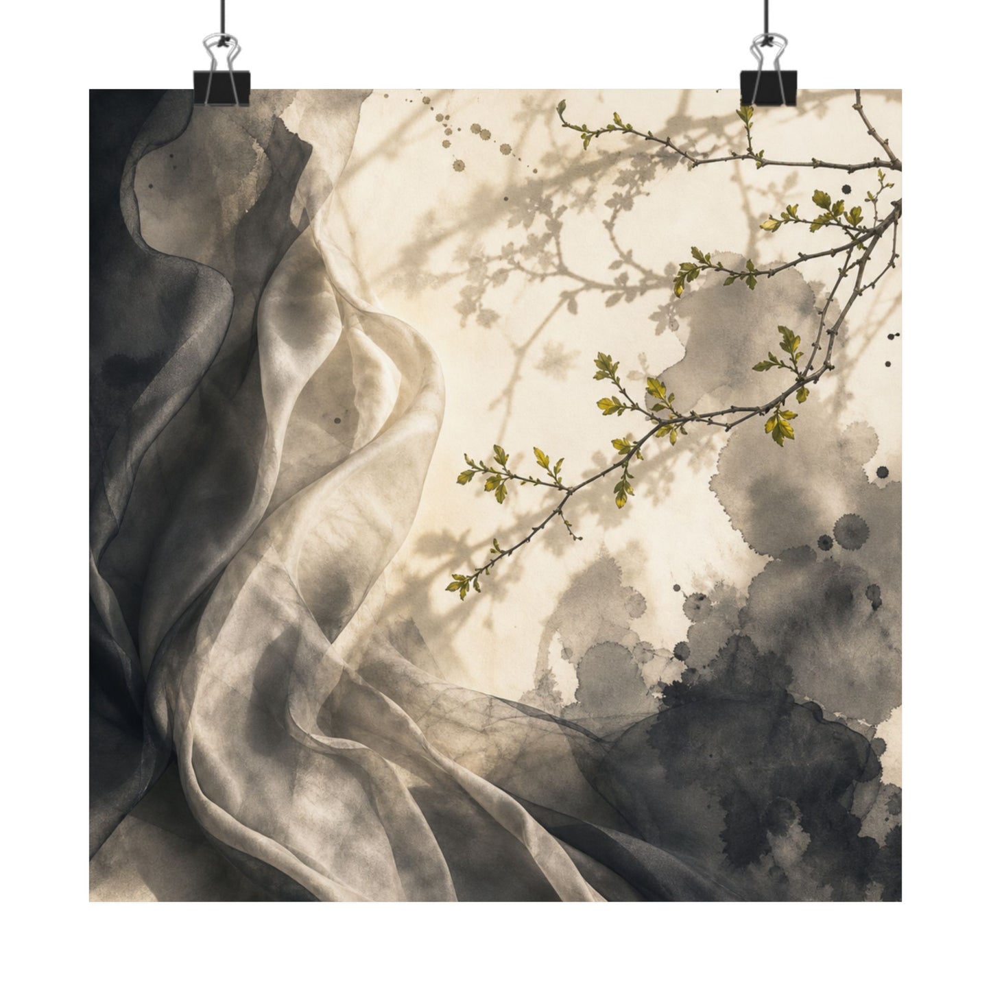 Silk Drape Spring Wall Art Print | Japandi Earthy Design