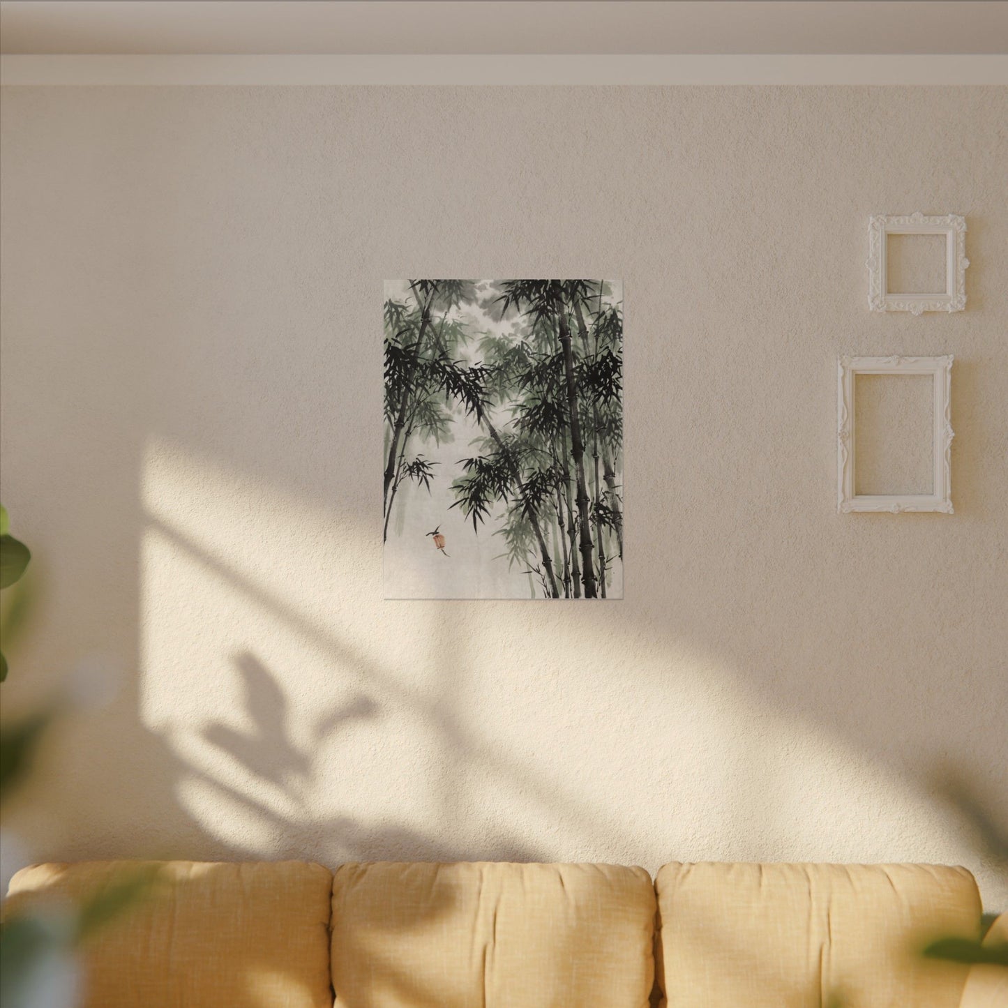 Zen Bamboo Grove in Overcast | Sumi E Canvas Art