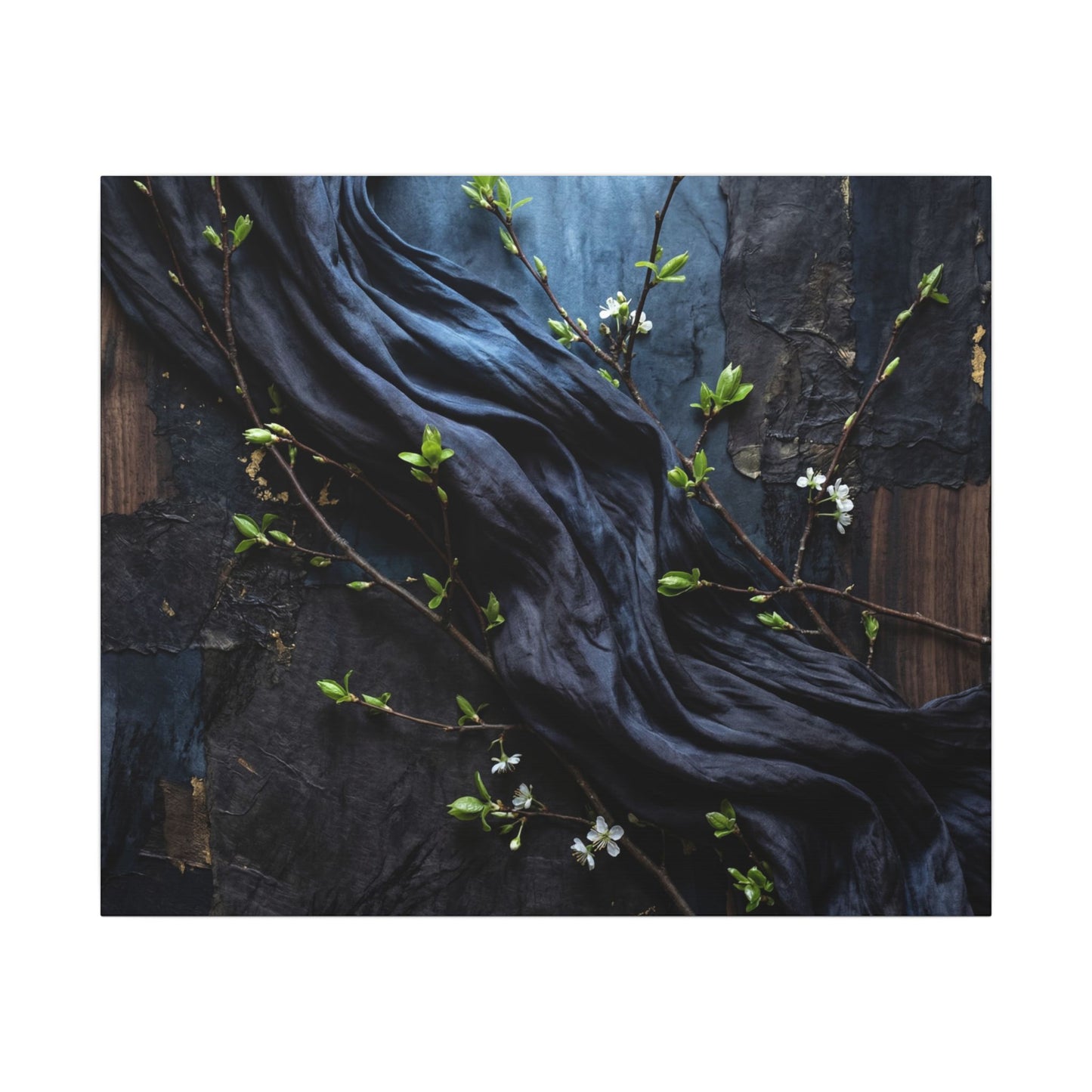 Spring Silk Drape Dark Texture Canvas Art | Atmospheric Decor