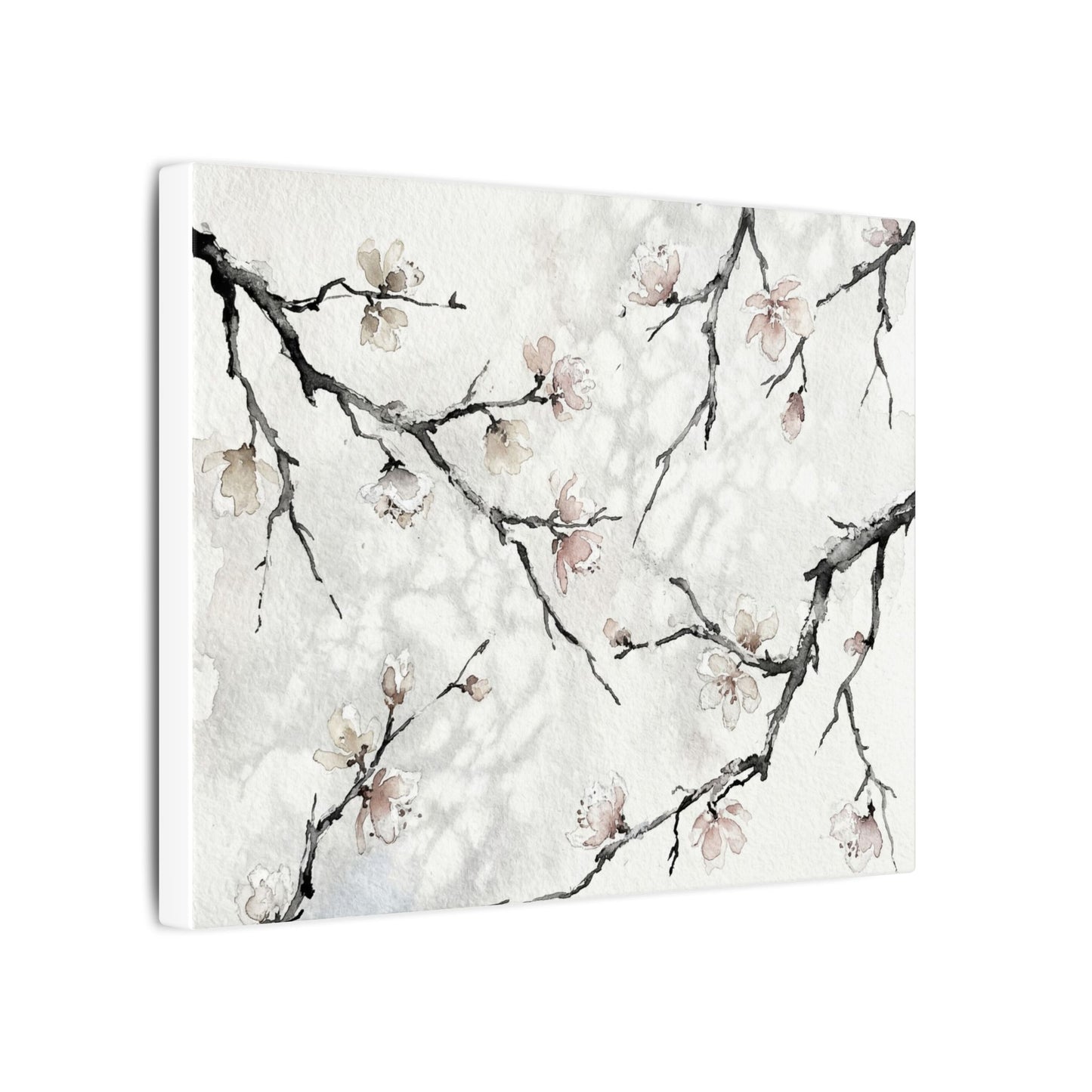 Cherry Blossom Canvas Art | Winter Japandi Watercolor Art