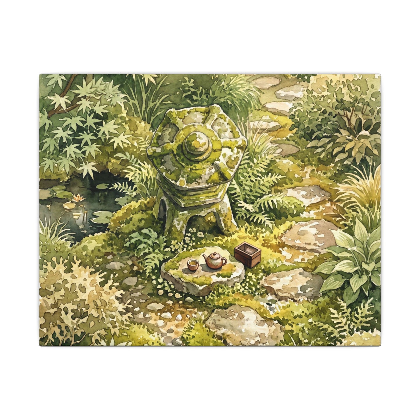 Datsuzoku Stone Lantern Canvas Art - Japandi Watercolor