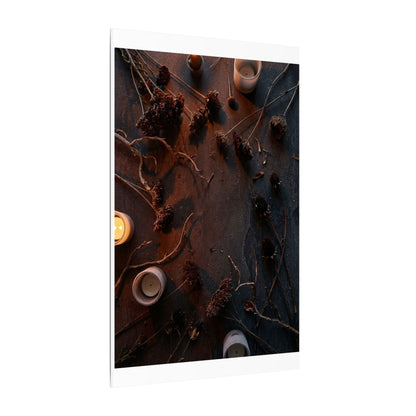 Dried Flowers Canvas Art | Winter Dark Japandi Moody Minimal Art