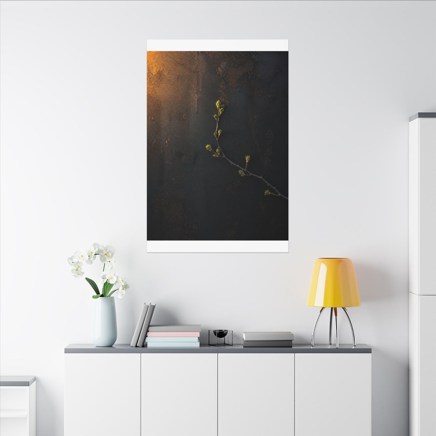 Dark Japandi Rust Patina in Golden Hour | Moody Minimal Canvas Art