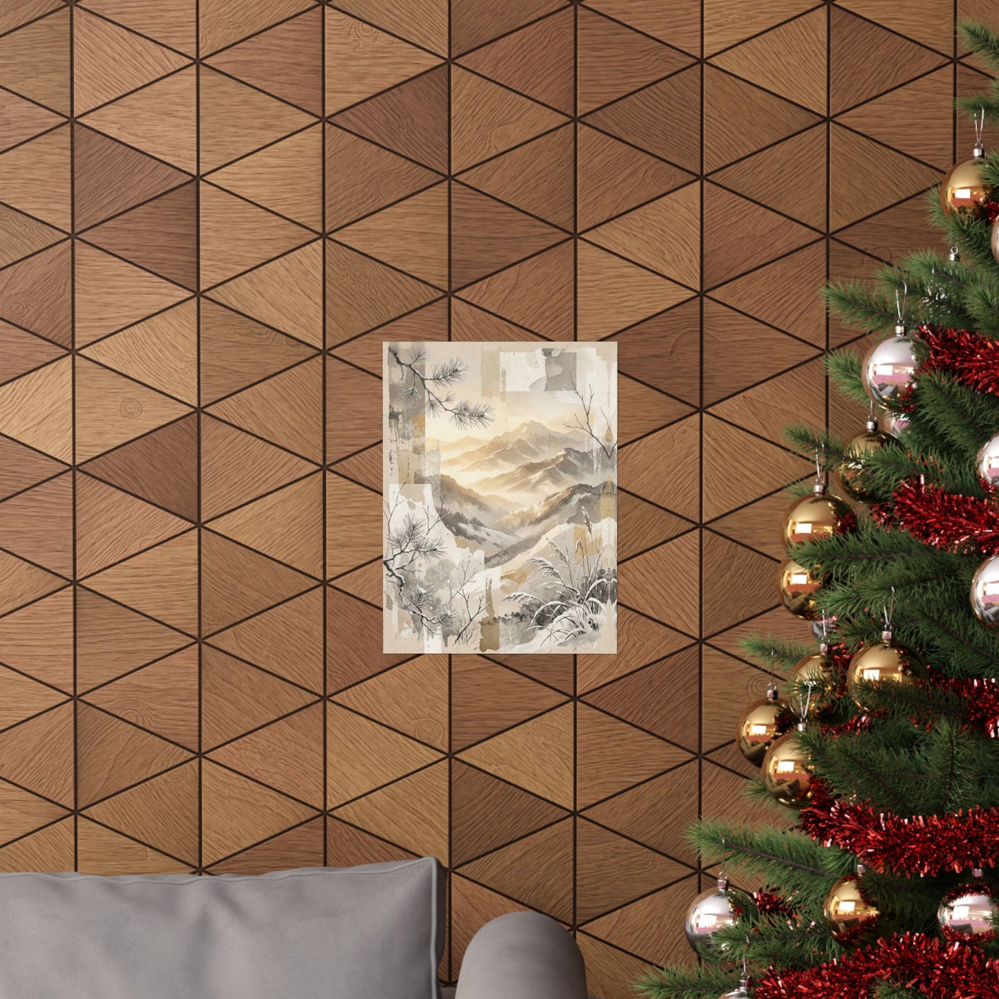 Mountain Mist Japanese Pattern Wall Art Print | Earthy Japandi Art