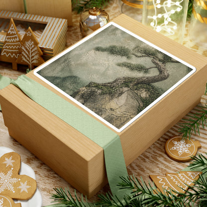 Pine Tree Texture Sticker | Warm Japandi Art
