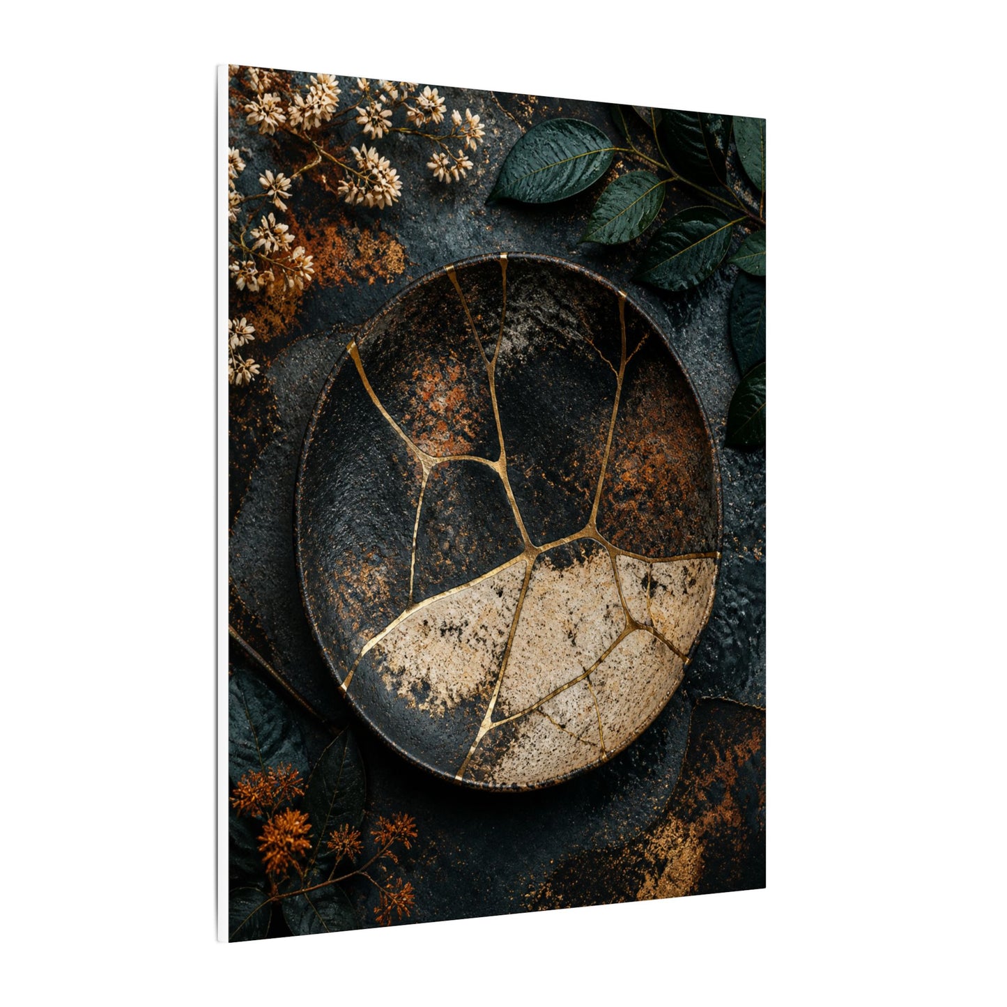 Kintsugi Rust Patina in Dawn | Gold Repair Canvas Art
