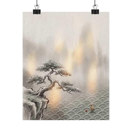 Datsuzoku Pine Tree Wall Art Print - Japandi Japanese Pattern