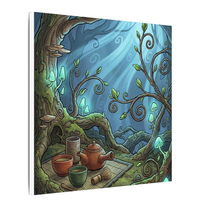 Spring Tea Ceremony Forest Whimsy Canvas Art | Cozy Decor
