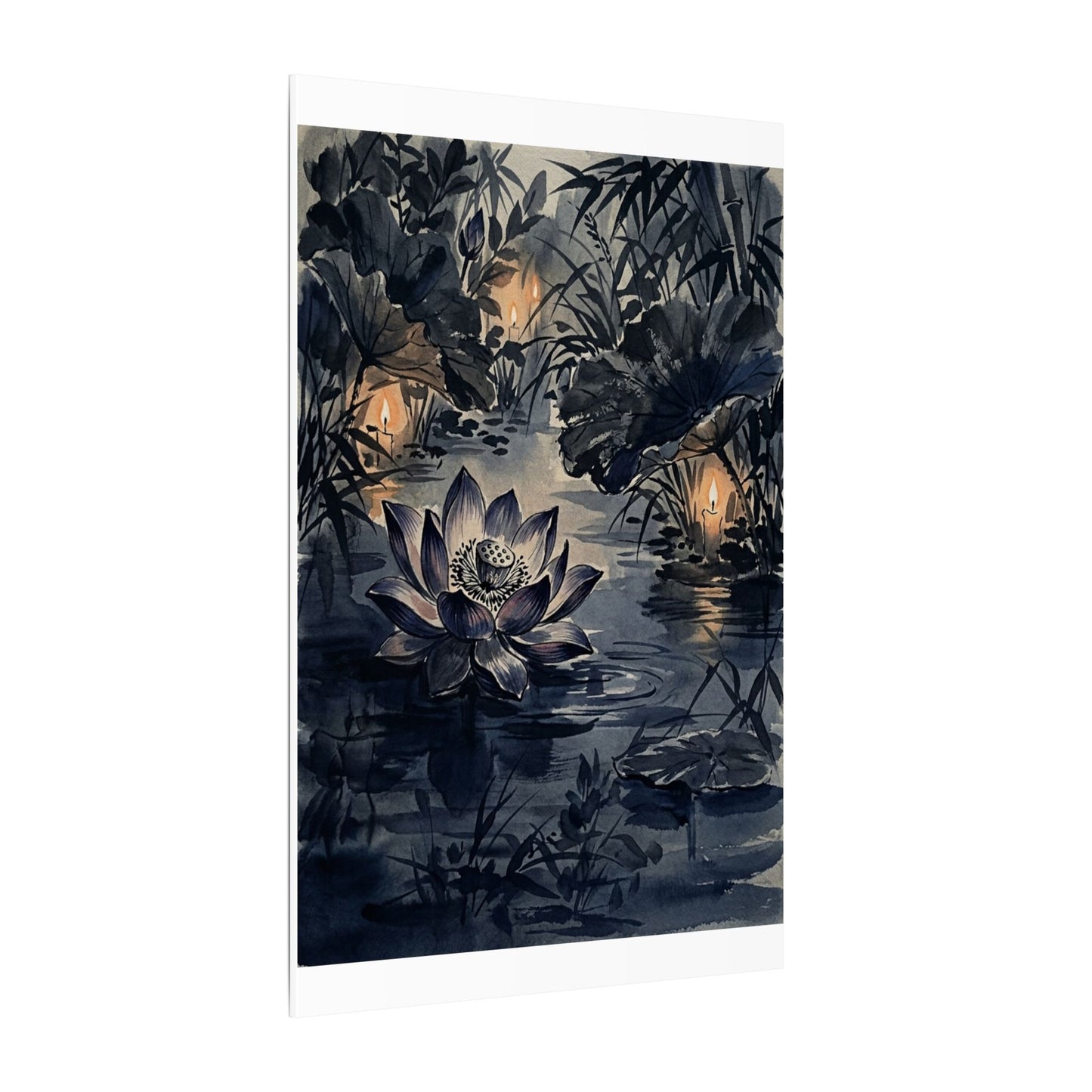 Fukinsei Lotus Flower Canvas Art - Zen Sumi E