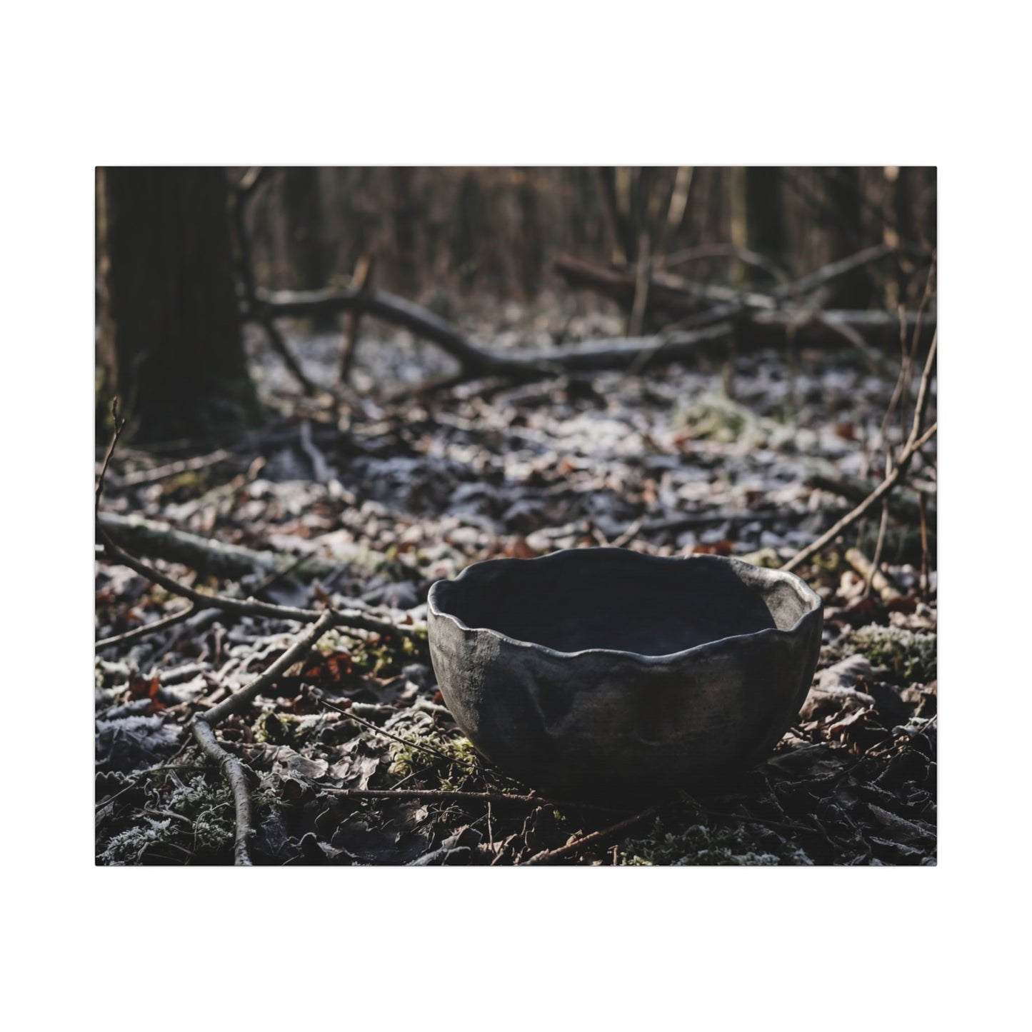 Dappled Ceramic Bowl Canvas Art - Dark Japandi Kanso