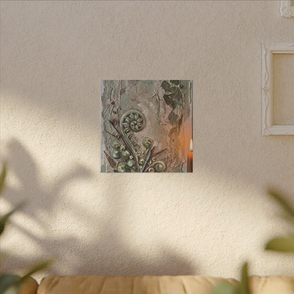 Japandi Fern Unfurling in Candlelight | Texture Canvas Art