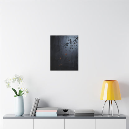 Autumn Cherry Blossom Charcoal Ink Canvas Art | Atmospheric Decor
