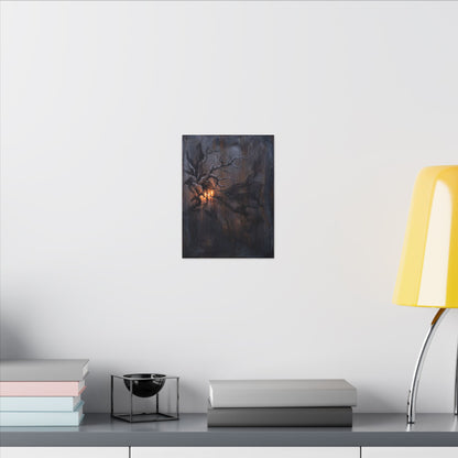 Winter Rust Patina Charcoal Ink Canvas Art | Atmospheric Decor