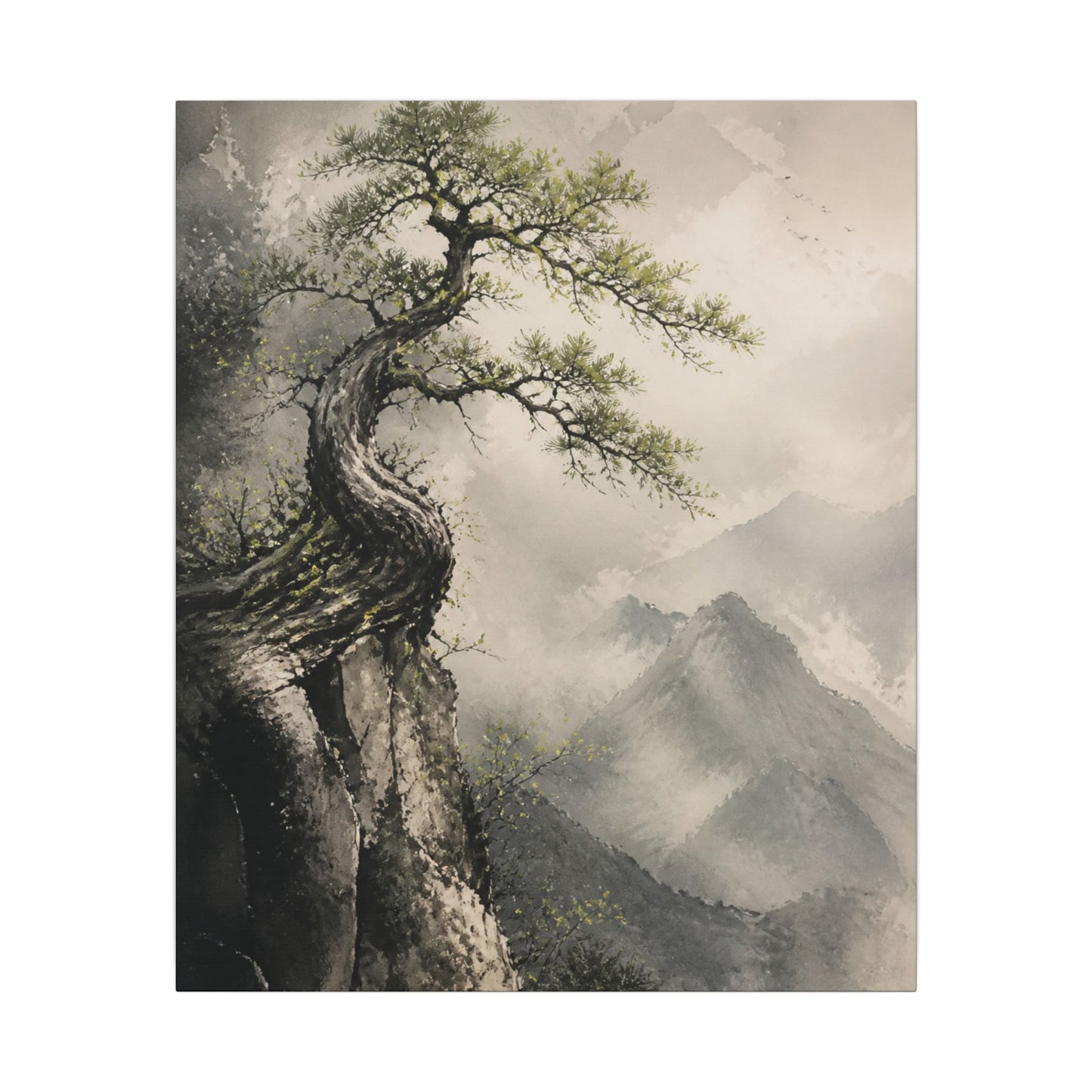 Spring Pine Tree Watercolor Canvas Art | Warm Decor