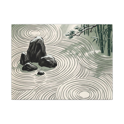 Shibui Rock Garden Canvas Art - Zen Ukiyo E Inspired