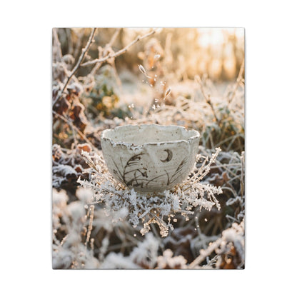 Japandi Ceramic Bowl in Golden Hour | Japanese Pattern Canvas Art