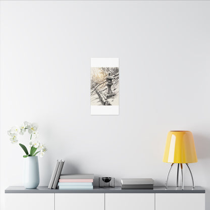 Golden Hour Stone Lantern Canvas Art - Japandi Kanso