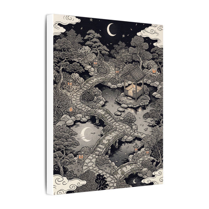 Moonlit Garden Ukiyo E Inspired Canvas Art | Serene Zen Art