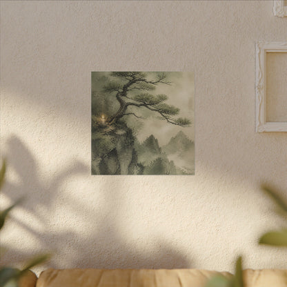Candlelight Pine Tree Canvas Art - Japandi Kanso