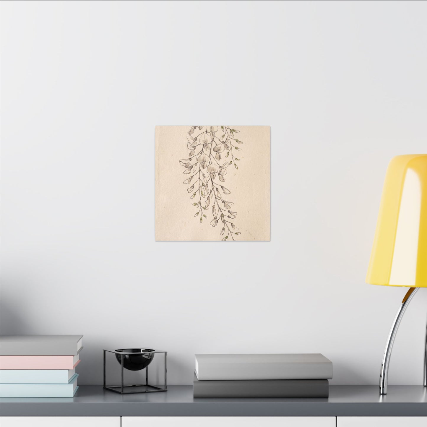 Japandi Wisteria in Golden Hour | Minimal Line Canvas Art