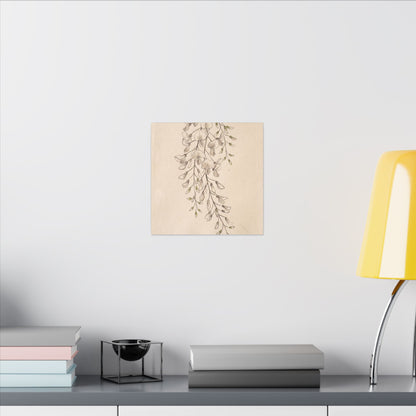 Japandi Wisteria in Golden Hour | Minimal Line Canvas Art